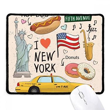 Imagem de Mouse pad I Love New York Hot Dog Donuts America Texi borda costurada tapete de borracha para jogos