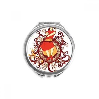 Imagem de Espada Samurai Vermelho Japonesa Ilustração Mão Compacta Espelho Redondo Portátil Bolso Vidro