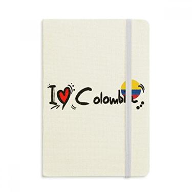 Imagem de Caderno de ilustração de coração I Love Colombia Bandeira de palavras Love Heart Official Fabric Hard Cover Classic Journal Diary