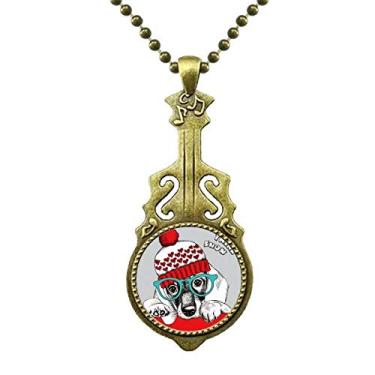 Imagem de DIYthinker Roupa de cachorro adorável colar com ilustração em aquarela antiga joia com pingente de música