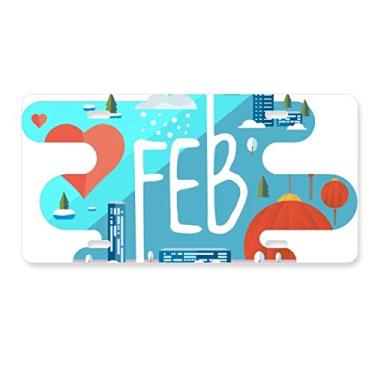Imagem de DIYthinker Ilustração da temporada do mês de fevereiro, placa de licença decoração de aço inoxidável para automóveis