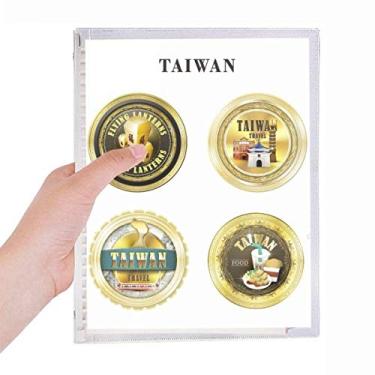 Imagem de Logomarca Taiwan apresenta caderno de viagem com folhas soltas e diário recarregável