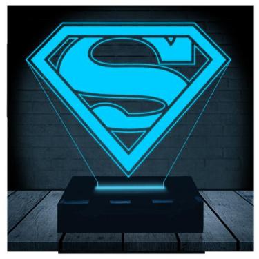 Imagem de Luminária Led Abajur  3D  Super Homem Man Dc Heroi 2 - Rb Criações