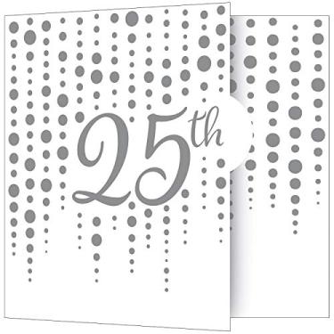 Imagem de Creative Converting Sparkle and Shine Convites de aniversário de 25 anos, 15 x 10 cm
