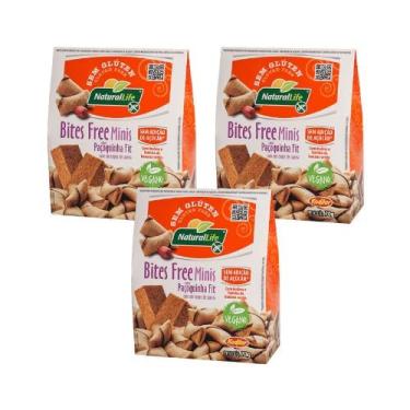 Imagem de KIT 3 Bites Free Mini Wafer sabor Paçoquinha Fit Sem Glúten Vegano 70g - Natural Life
