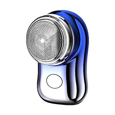 Imagem de predolo Minibarbeador elétrico para homens de barba de precisão leve com capa portátil para depilação facial pequena navalha para escritório, gradiente azul