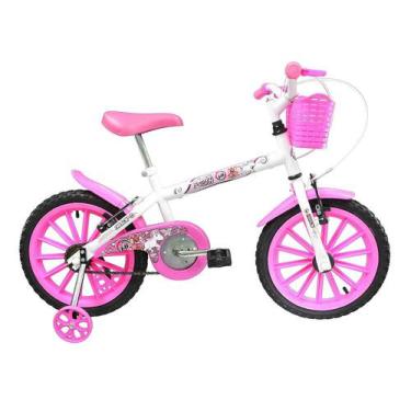 Imagem de Bicicleta Infantil Aro 16 Track Bike Pinky Em Aço Com Cestinha Rodinha