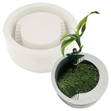 Imagem de FUNSHOWCASE Escadas redondas bandeja de silicone para vaso de flores para resina epóxi, argila concreta, suculenta, cinzeiro, diorama, miniatura, bonsai, 13 x 7,9 x 5,6 cm