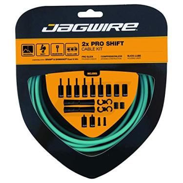 Imagem de Jagwire – Kit de câmbio profissional universal 2X | para bicicletas de estrada, MTN e Gravel | compatível com SRAM e Shimano Shifter, cabos inoxidáveis polidos, 10 opções de cores, celeste, One Size