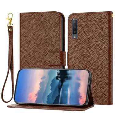 Imagem de Flip Estojo à prova de choque Wallet Case Compatible with Samsung Galaxy A7 2018/A750 for Women and Men,Flip Leather Cover with Card Holder, Shockproof TPU Inner Shell Phone Cover & Kickstand (Size :