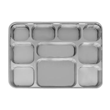 Imagem de Pratos Thali para festa de plástico com 10 compartimentos - cor prata (pacote com 200), Jogos de Pratos