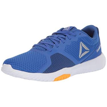 Imagem de Reebok Flexagon Force Cross Trainer Tênis masculino, cobalto esmagado, azul marinho, ouro solar/prata/cinza crânio, Cobalto triturado/azul marinho universitário/ouro solar/prata/cinza crânio, 8.5