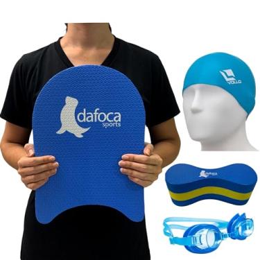 Imagem de Kit Para Natação Infantil Prancha Pequena 34cm Azul + Polibóia + Óculos e Touca Dafoca Sports