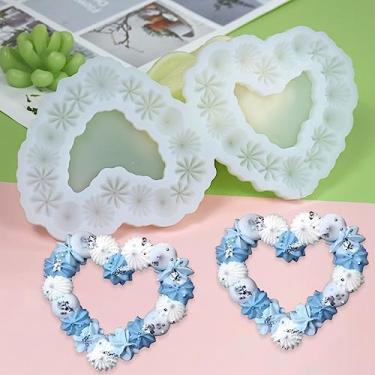 Imagem de mostsom Moldes de pirulito de silicone, molde de chocolate para doces de pirulito moldes de flor favo de mel moldes de doces duros sem palitos 2 peças (C_ anel de flor de coração de amor)