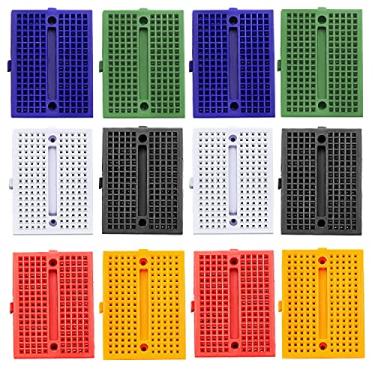 Imagem de CenryKay Kit de 12 peças de mini placa de pão, 170 pontos, mini placa de pão, sem solda, compatível com Arduino Proto Shield, 2 peças para cada