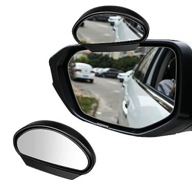 Imagem de Ziciner Espelho de carro de ponto cego, espelho retrovisor convexo auxiliar de rotação de 360° ajustável para veículos, espelho retrovisor lateral automático universal para carro, caminhão, SUV RV (B, preto)