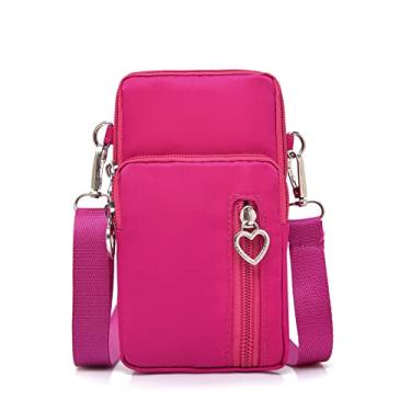 Imagem de Bolsa feminina transversal para celular, pulseira, pulseira esportiva, carteira com zíper, bolsas de nylon, Rosered