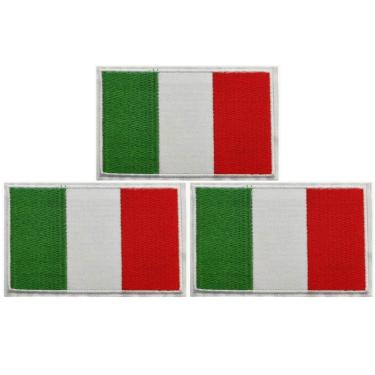 Imagem de Pacote com 3 remendos da bandeira italiana, emblema bordado da bandeira tática da Itália com, para chapéus, bolsas táticas, jaquetas, remendo de roupas do time militar