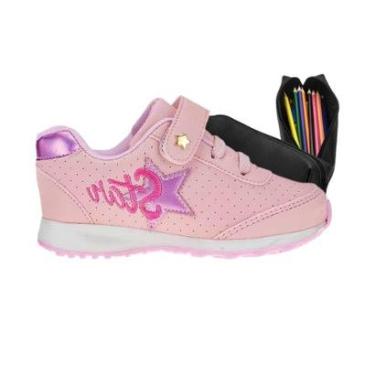 Imagem de Tênis Infantil Feminino de Menina Escolar e Casual Tamanho 23 ao 34 - Tênis e Estojo Escolar-Feminino