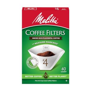 Imagem de Melitta 4 filtros de café cone, brancos, contagem total de 40 filtros – a embalagem pode variar