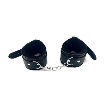 Imagem de Caiyao Pulseira de pelúcia de encadernação com controle de gravata tornozeleira pulseira cinto pulseira cosplay amor jogo sadismo masoquismo interesses couro algemas de pelúcia para mulheres homens