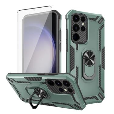 Imagem de Asuwish Capa de telefone para Samsung Galaxy S23 Ultra 5G com protetor de tela de vidro temperado Suporte magnético fino suporte rígido híbrido capa de celular resistente S23Ultra 23S S 23 23Ultra 6,8