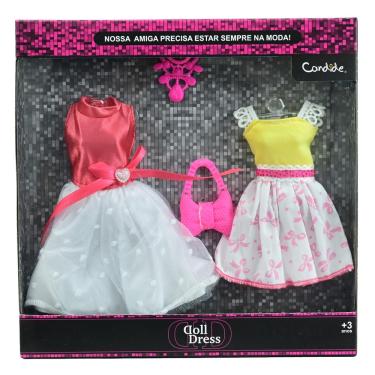 Imagem de Vestido Para Boneca - Doll Dress Kit 2 Looks - Vermelho c/ Amarelo