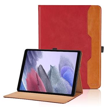 Imagem de Capa para Samsung Galaxy Tab A7 Lite 8,7 polegadas 2021 (SM-T227/T225/T220) - Capa flip de couro PU com alça de mão e bolso, vermelha