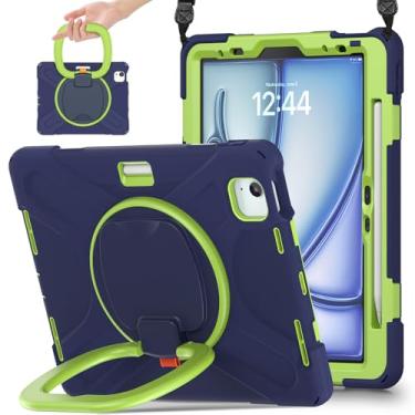 Imagem de SCSVPN Capa protetora para iPad Air de 11 polegadas M3/M2 (7ª/6ª geração, 2025/2024), iPad Air 5ª/4ª geração 10,9" (2022/2020), iPad Pro 11" (2020-2018) com suporte para caneta + suporte + alça de