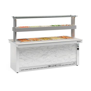 Imagem de Buffet Quente E Frio 10 Cubas Gbtr200br Gelopar Balcão Self Service 10gns Branco E Márm...