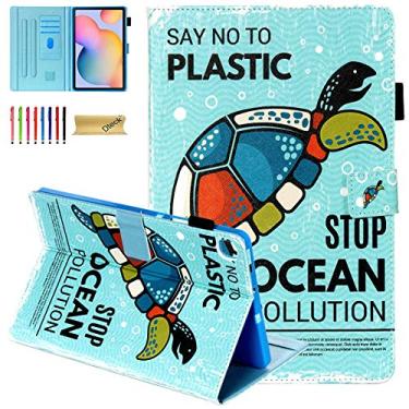 Imagem de Dteck Capa para Samsung Galaxy Tab S6 Lite, capa de couro PU fina flip folio multi-ângulo suporte auto despertar/hibernar capa carteira inteligente para Samsung Galaxy Tab S6 Lite 10,4 polegadas 2020/2022, tartaruga