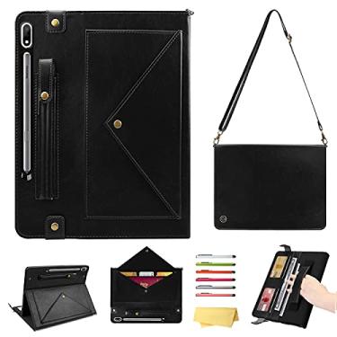 Imagem de UUcovers Capa de mão de 12,4 polegadas para Samsung Galaxy Tab S8 Plus 2022/S7 FE 2021/Tab S7 Plus 2020 (SM-X800/T730/T970) com suporte para caneta S / alça de ombro/alça de mão [despertar/hibernar] capa de suporte, preta