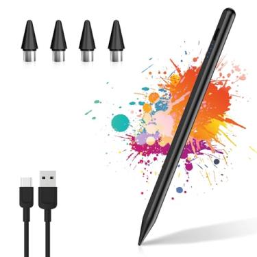Imagem de CMARS Caneta Stylus Active para telas sensíveis ao toque Android, caneta universal compatível com iPad/iPhone/Samsung/Huawei/Xiaomi e mais, canetas Stylus recarregáveis com função de absorção