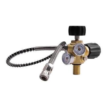 Imagem de TUXING Compressor de alta pressão 4500Psi/300Bar Pcp Paintball estação de enchimento, adaptador de válvula DIN com calibre duplo, válvula de carregamento PCP de mangueira macia de 61 cm para tanque de
