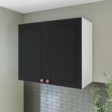 Imagem de Armário Aéreo 2 Portas 80 Cm Pérola Yescasa Branco/Preto