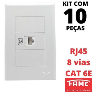 Imagem de 10un Tomada Rede RJ45 CAT 6E 8V Com Placa Evidence FAME