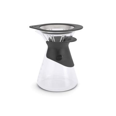 Imagem de Fluire Pressca - Conjunto para Café Coado, com porta-filtro cônico de aço inox vazado, decanter de vidro borossilicato e filtro de papel com celulose japonesa. Cor: Preto