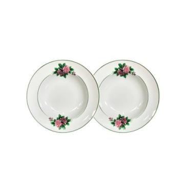 Imagem de Jogo 2 Pratos Fundos De Porcelana Decorados C/ Filete - AMA