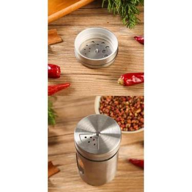 Imagem de Porta Condimentos Saleiro Inox E Vidro Com Visor Médio - Kehome