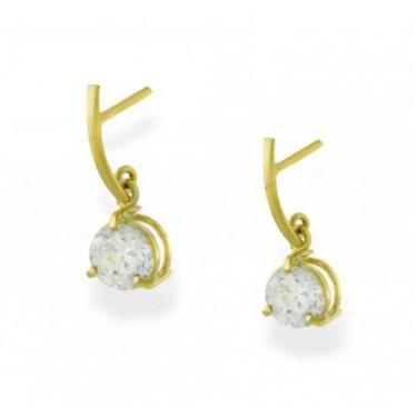 Imagem de Brinco de ouro 18k Filete com pedra - Elegancy Joias