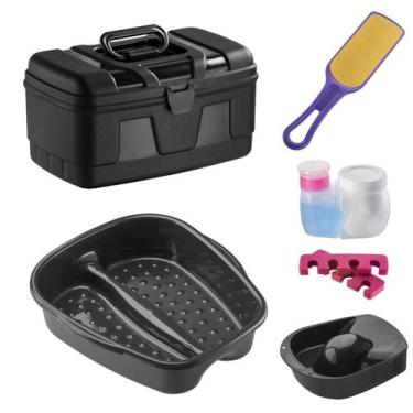 Imagem de Kit Manicure Pedicure Profissional Maleta Tigela mão Bacia Pés Lixa Se