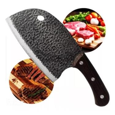 Imagem de Faca Cutelo Machadinha Tipo Artesanal Aço Cutelaria Churrasqueiro SLKA