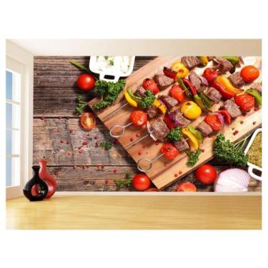 Imagem de Papel De Parede 3D Alimentos Carne Churrasco 3,5M Al292 - Você Decora