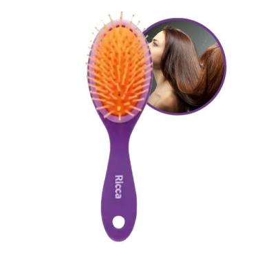 Imagem de Escova de Cabelo Oval Midi Purple Pequena Roxa Base Almofadada Ricca