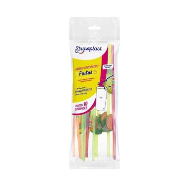 Imagem de Canudo Decorativo Frutas Strawplast Para Drinks 10 Unidades