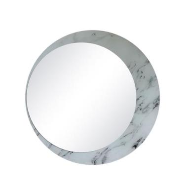 Imagem de Espelho Decorativo Luna Mármore Branco 60cm Redondo Lateral - E2G Desi