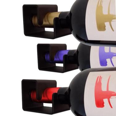 Imagem de Kit 3 uni Suporte de Garrafas Strassis Design SD-2001 Metal Cor: Preto