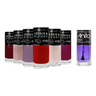 Imagem de Kit 6 Esmaltes Coleção Jéssica Riviery + Top Brilho 10ml Anita