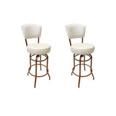Imagem de Conjunto 2 Banquetas Bar Cobre Bancada Média Altura 65cm Giratória Enc