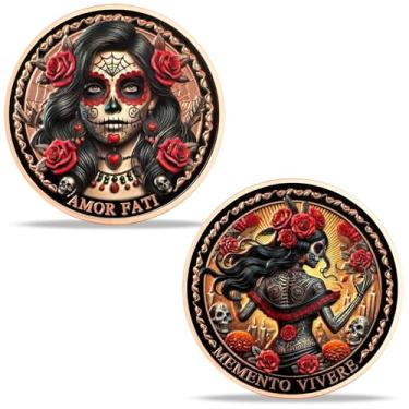 Imagem de Moeda Estóica Memento Mori (Mulher Rosa)